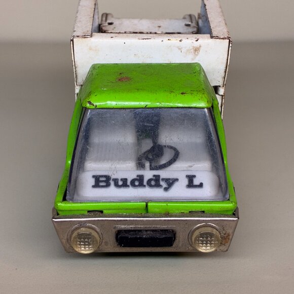 VINTAGE GREEN " BUDDY L " PRESSED STEEL TOY GARBAGE TRUCK - Picture 2 of 10